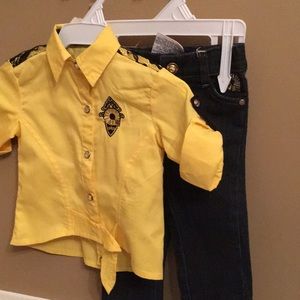 Jeans set with lace shirt